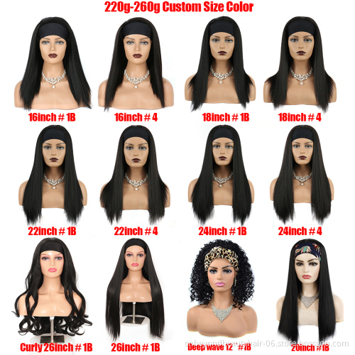 Long Natural Color Cosplay Wig Straight Synthetic Hair Headband Wig for Black Women